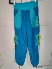 Zumba Roll Down Cargo Pants Capris Blue Green Size M Fitness Yoga Gym UFO STYLE