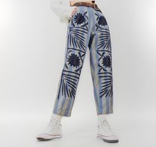 Kimchi Blue Urban Outfitters Striped Embroidered Crop Pants Pleated 24x26 Boho