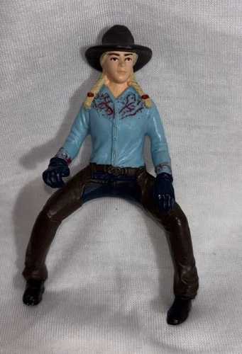 Schleich Western Cowgirl Figure Blonde Horse Rider w Chaps Hat Embroidered Shirt