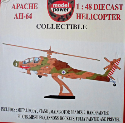 APACHE AH-64 Diecast 1:48 Helicopter, by Model power,  Brand New