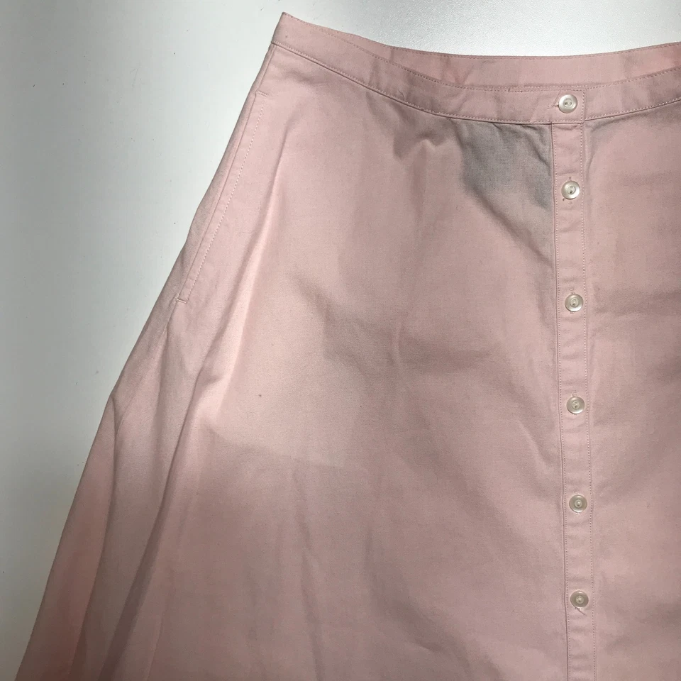 Lauren Ralph Lauren Womens 10 Tuck Flare Pleated Long Skirt in Light Pink Cotton - Image 3 of 4
