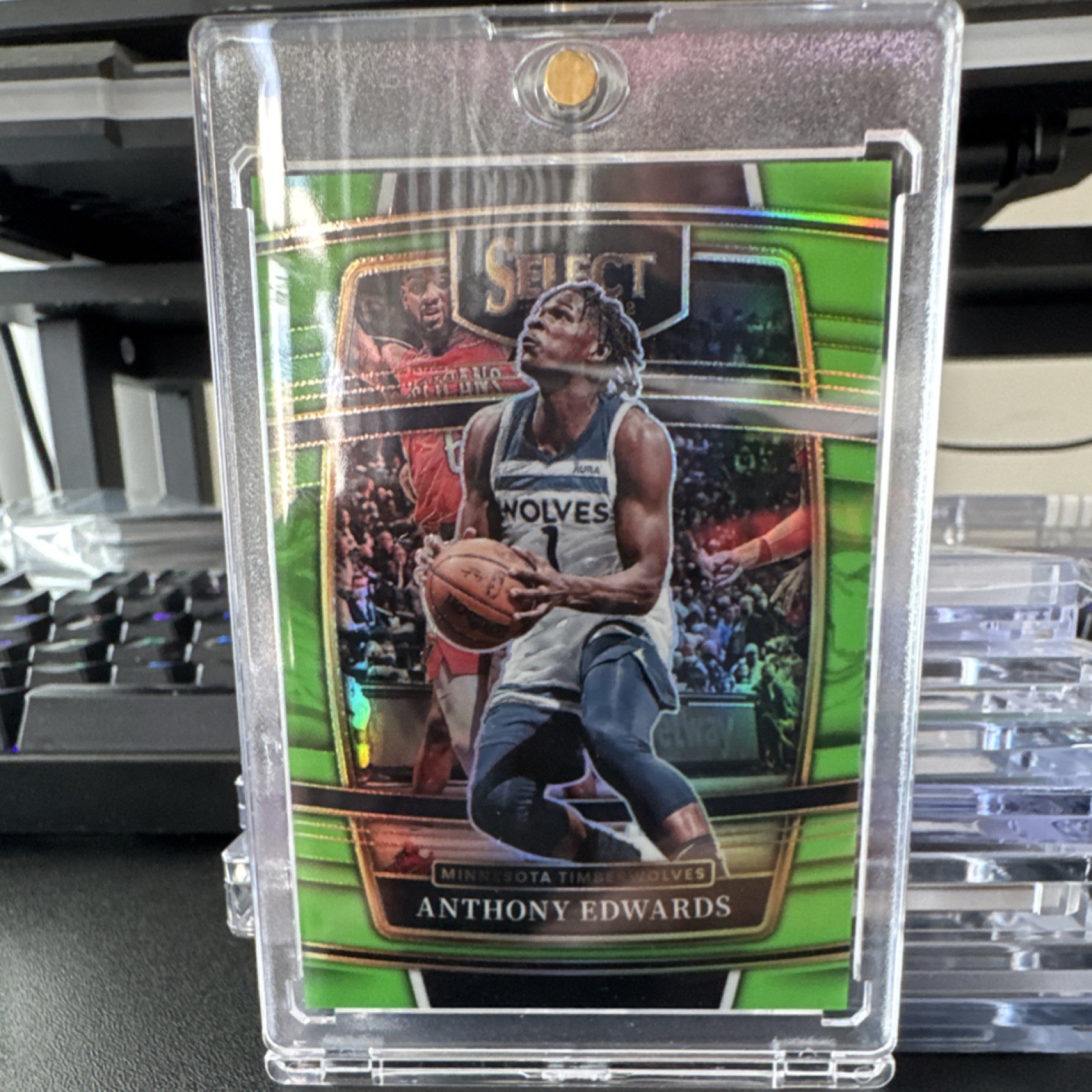 2021-22 Panini Select Neon Green Prizm Anthony Edwards #49. /75 Timberwolves