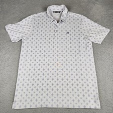 Travis Mathew Shirt Mens Extra Large White Geometric Golf Casual Outdoor Polo