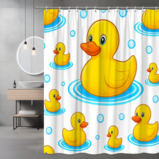 Cute Rubber Duck Shower Curtain for Kids Bathroom Decor