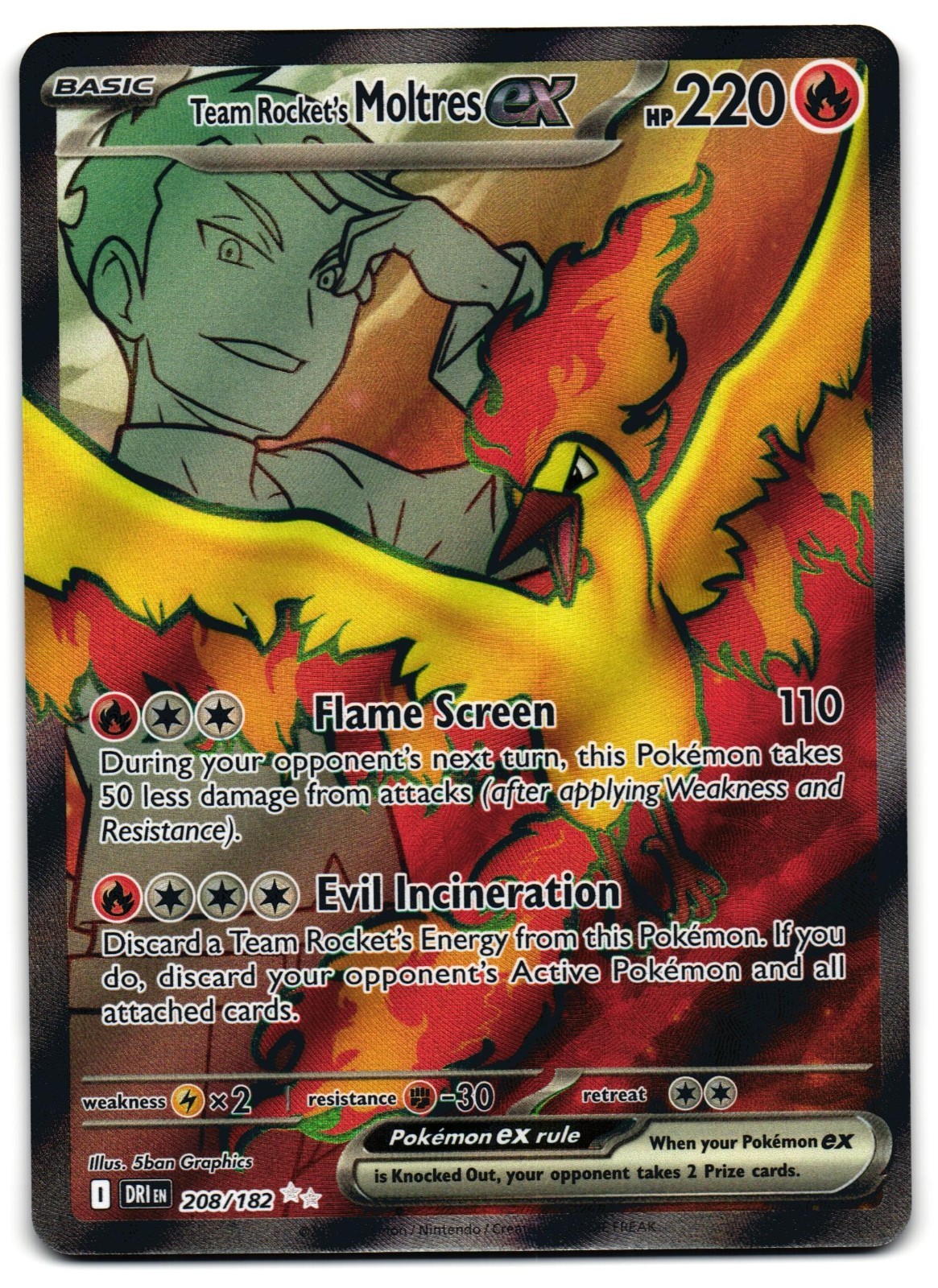 Team Rocket's Moltres ex 208/182 - Destined Rivals Pokemon TCG 2025 - M/LP Card