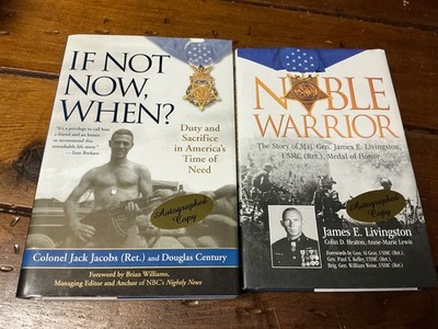 **SIGNED** (Lot of 2) ** USMC Congressional Medal of Honor **Jacobs/Livingston
