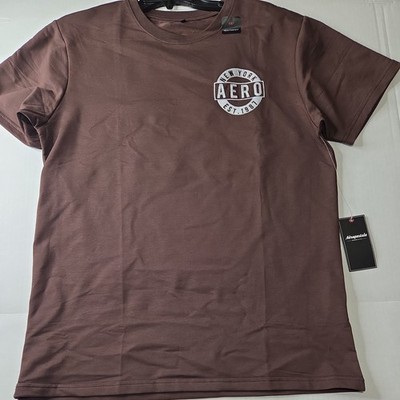 Aeropostale Men's Brown Short Sleeve Logo Cotton Polyester T-Shirt Size L