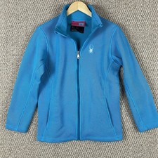 Spyder Core Sweater Jacket Youth Size XL Blue Ribbed Knit Full Zip Ski Ws