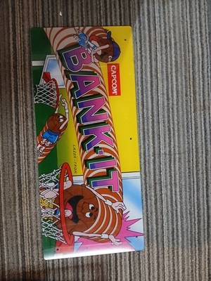 23.5-10 3/8 original CAPCOM Bank It plexiglass arcade game sign marquee C18