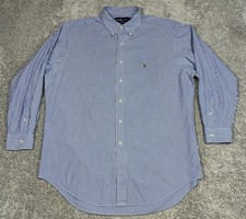 Ralph Lauren Shirt Mens 16.5 33 Blue Striped Yarmouth Pinpoint Oxford Flesh Pony