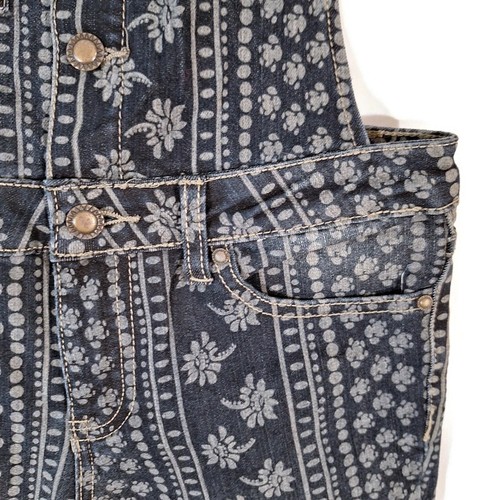 12K Overalls Teen Girls Size 16 Blue Denim Hippie Pattern 6 Pocket Cotton Blend - Imagen 5 de 16