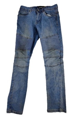 RAW X Slim Fit Jeans Mens 24x30 Blue Light Wash Biker Quilted Stretch Denim