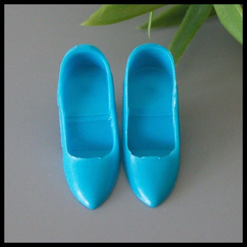 💙Barbie BLUE Closed Toe Heels Pumps Shoes Vintage 1960s Japan *N EXC🌊