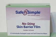 Safe n' Simple SNS00807 No Sting Skin Barrier Wipes 1BX/25EA Exp.2027