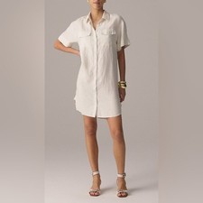 J. Crew Women s Linen Utility Shirt Dress in Natural, Size XS