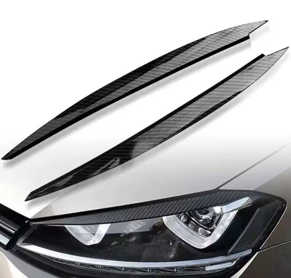 7 Gti Mk7 Painted Carbon Fiber Look Headlight Eyelids Covers