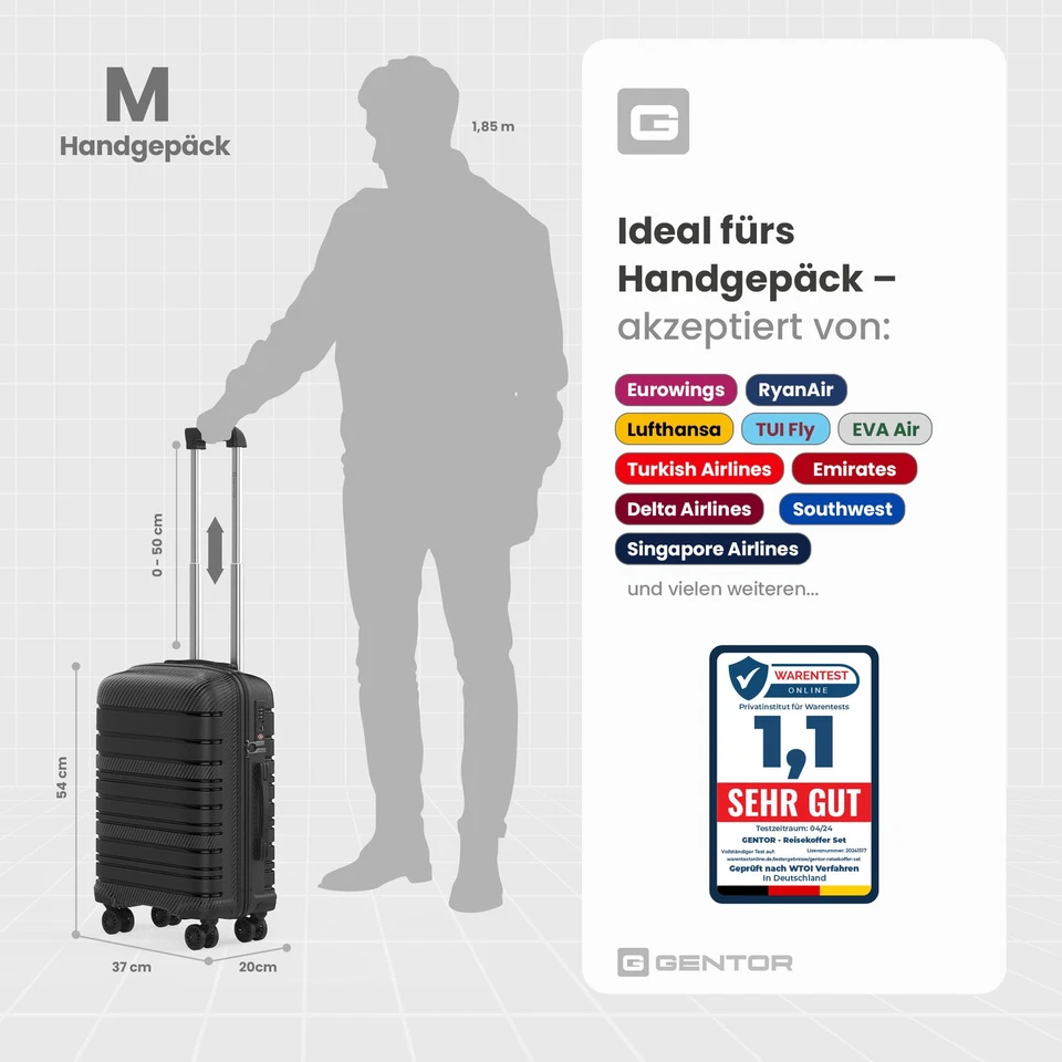 Hartschalenkoffer & Trolley Koffer Reisekoffer Travel Rollkoffer Handgepäck Set - Bild 2 von 4