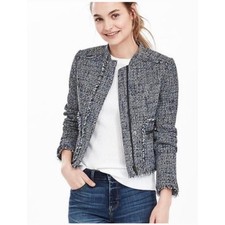 Banana Republic Raw-Edge Tweed Moto Jacket Size 4 NWT