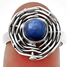 Natural Blue Quartz 925 Sterling Silver Ring s.6.5 Jewelry R-1445