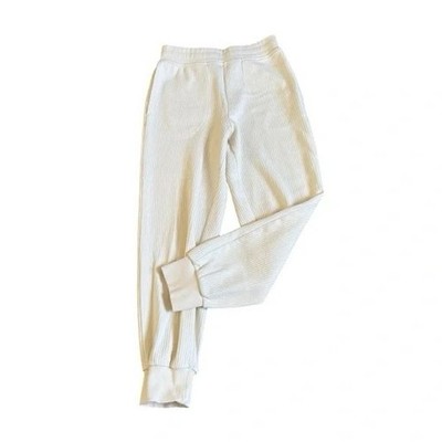 Varley Slim Cuff Ribbed Sweatpants XS Pull On Elastic Waist Cotton Blend Ivory