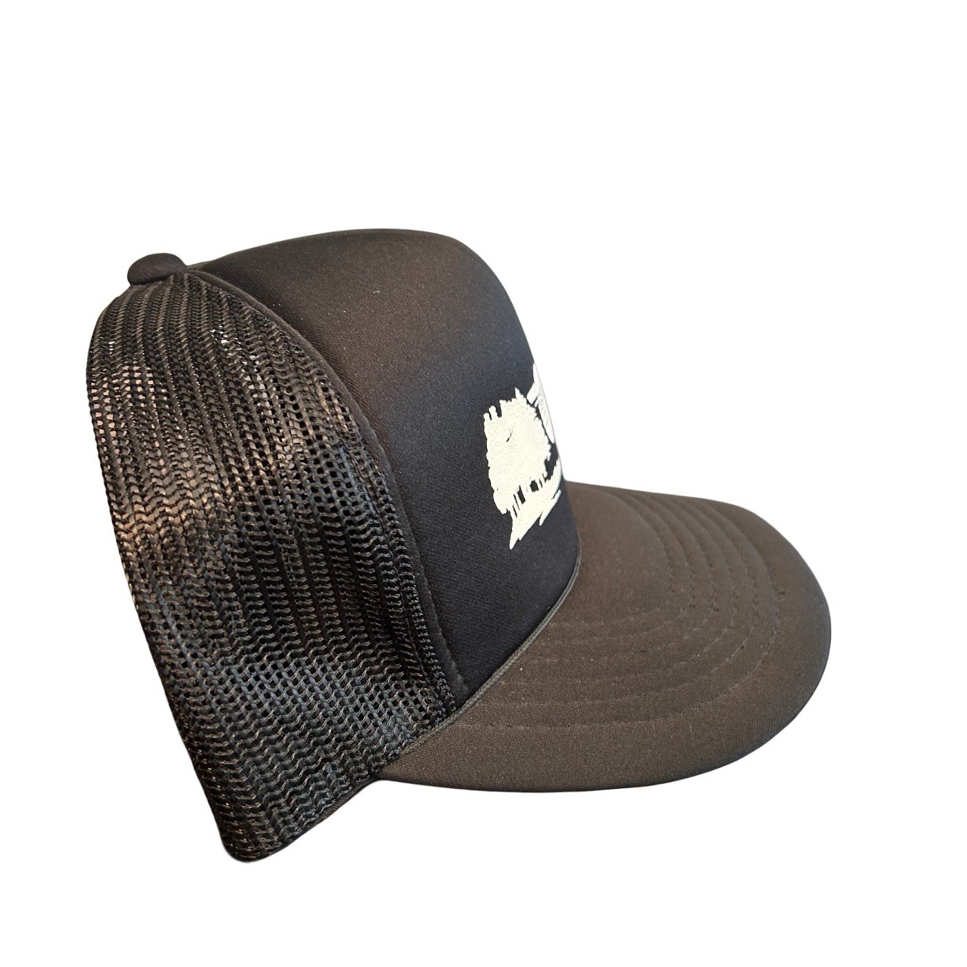 Vintage Trucker Hat Mesh Foam SnapBack Black Woodland Lake Graphic Logo Youngan