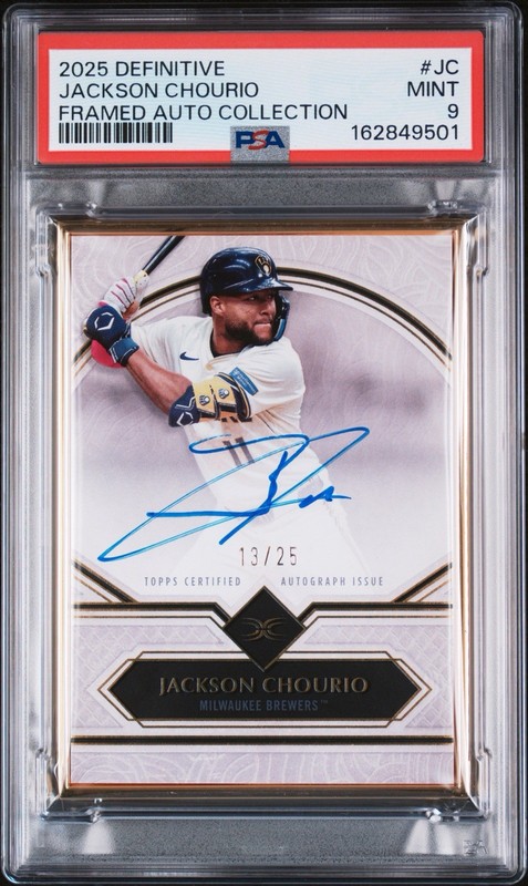 2025 TOPPS DEFINITIVE COLLECTION FRAMED COLLECTION JACKSON CHOURIO AUTO /25 PSA9