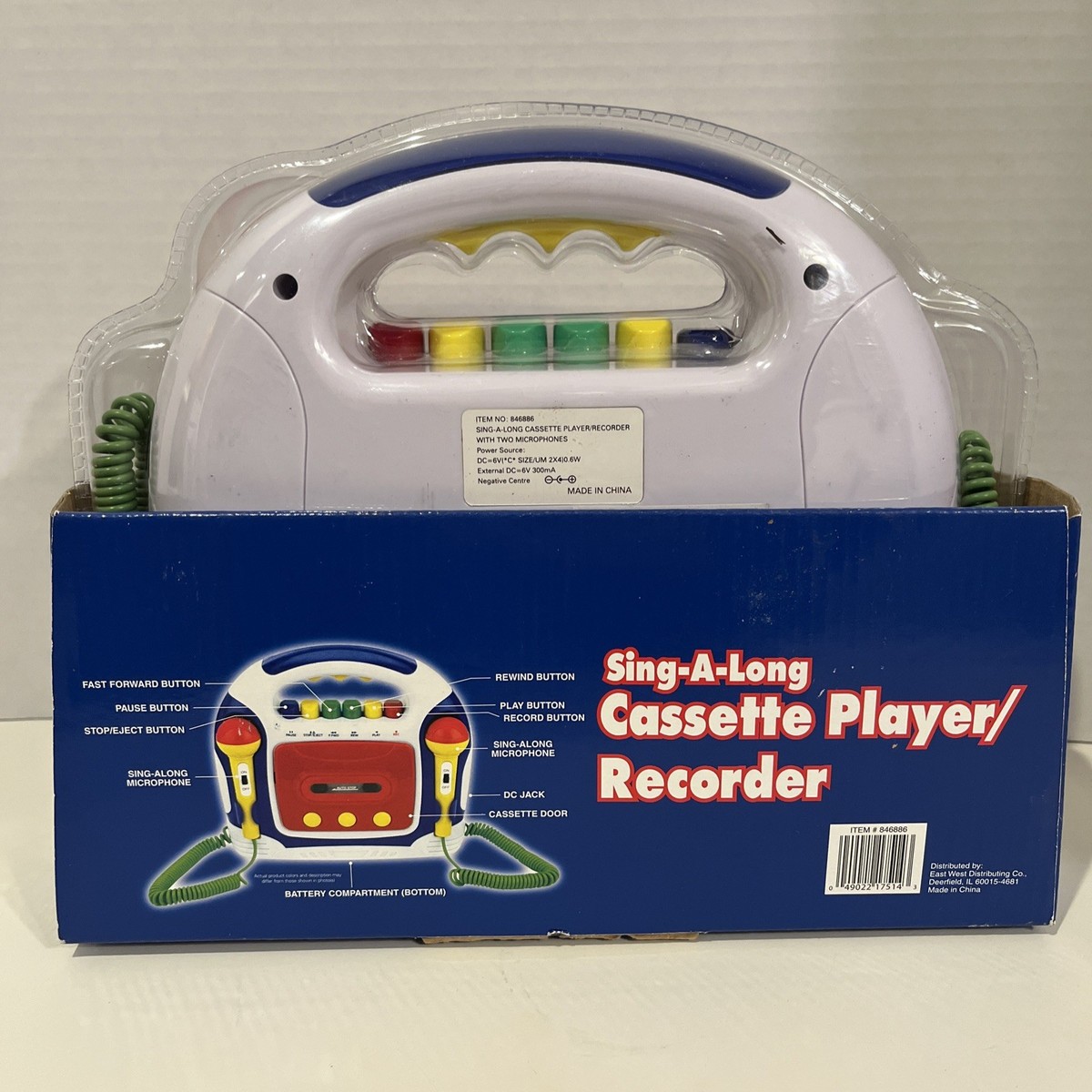 Vintage Sing-A-Along Cassette Recorder Dual Mics Player