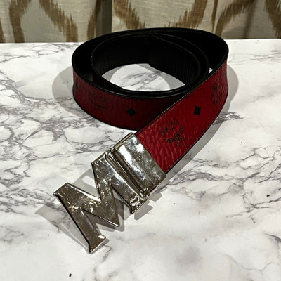 MCM Men's Designer Logo Belt Size 34 Buckle reversible