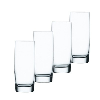 Vivendi Long Drink Glass | Set of 4 Clear Crystal Glasses | for Water, Juice, Co