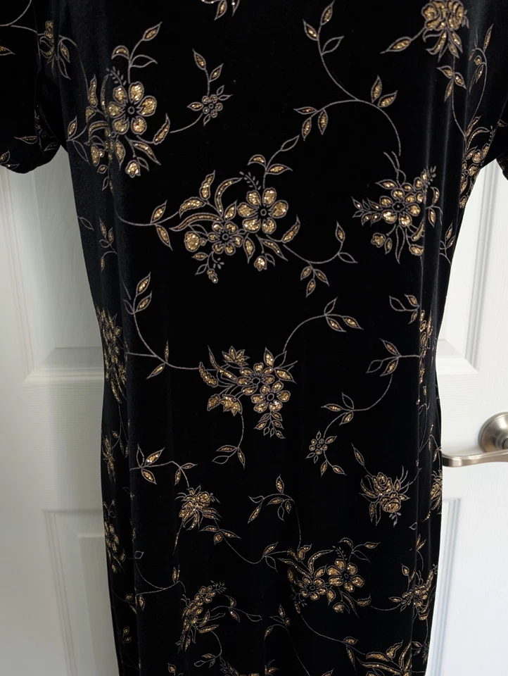 Vestido Sheri Martin Talla 14 De Colección Años 90 Cheongsam Qipao Negro Terciopelo Brillo Grunge  Foto 4 de 4