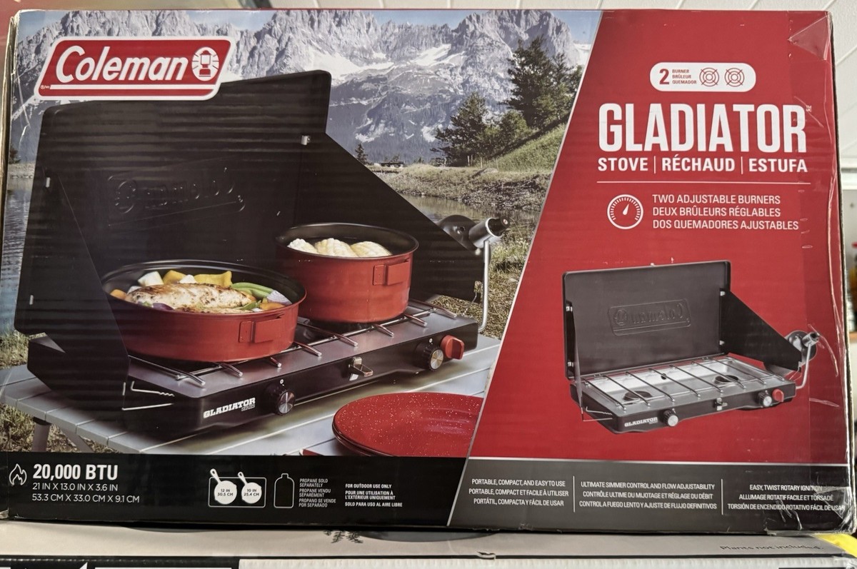 Brand New Coleman Gladiator Camp Stove Camping 2 Burner 20,000 BTU