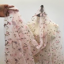 35"x51" Tulle Fabric by Yard Flower Embroidery Mesh 1 yard 35x51 in , Pink