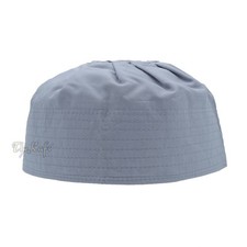 Islamic Kufi Prayer Cap Plain Grey Pleated-top Fabric Peci Muslim Prayer Hat