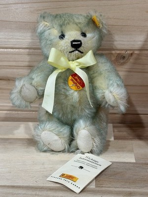 Vintage Steiff 7  Original Green Tip Mohair Bear 028175 Ear Button & Hanger NWT
