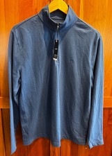 NWT 70 IZOD Blue 1/4 Zip Pullover Lightweight Textured Golf Travel Men's Size S