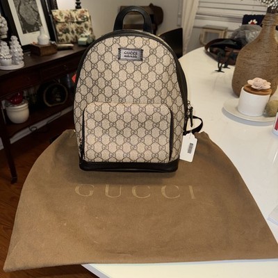 Gucci GG Supreme Monogram Backpack Beige Brown Canvas With Dust Bag And COA