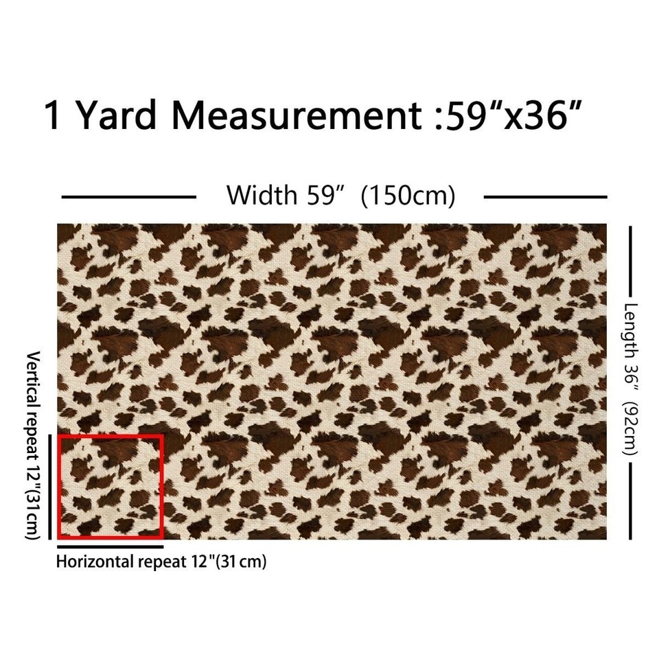 Cow Print Fabric by the Yard Cowhide Pattern Upholstery Soft Flannel ...