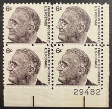 US Prom. Amer. Tagged, Scott 1284a, 6c Franklin D. Roosevelt, P.B.4, MNH, F-VF
