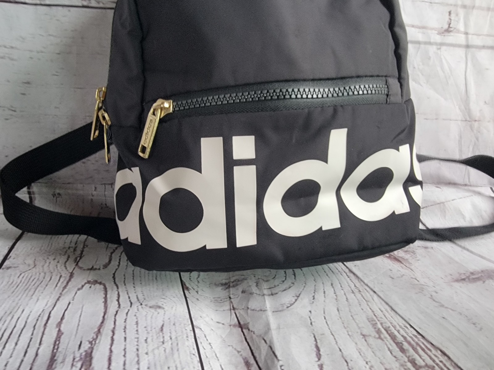 Adidas Linear Mini Backpack Black Nylon White Log… - image 3
