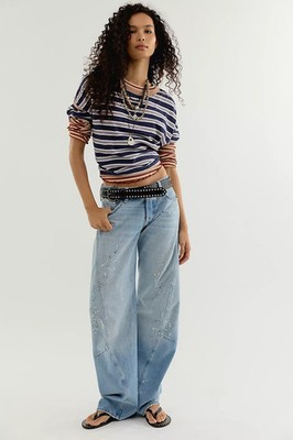 Free People - We The Free Fable Low-Rise Twisted Bowed Jeans NWT