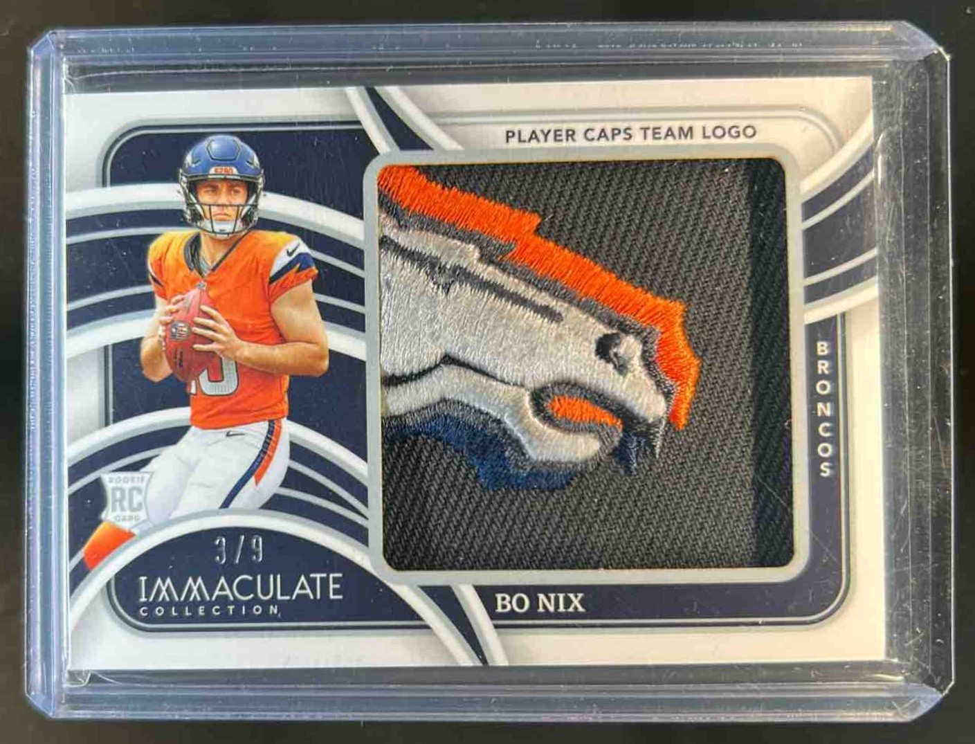 Bo Nix Panini Immaculate Collection Rookie Jumbo Logos #RJLBNX Player Caps-Brand Logo