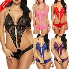 Woman Sexy Mesh Three PointBuckle Jumpsuit Sexy Lingerie Underwear