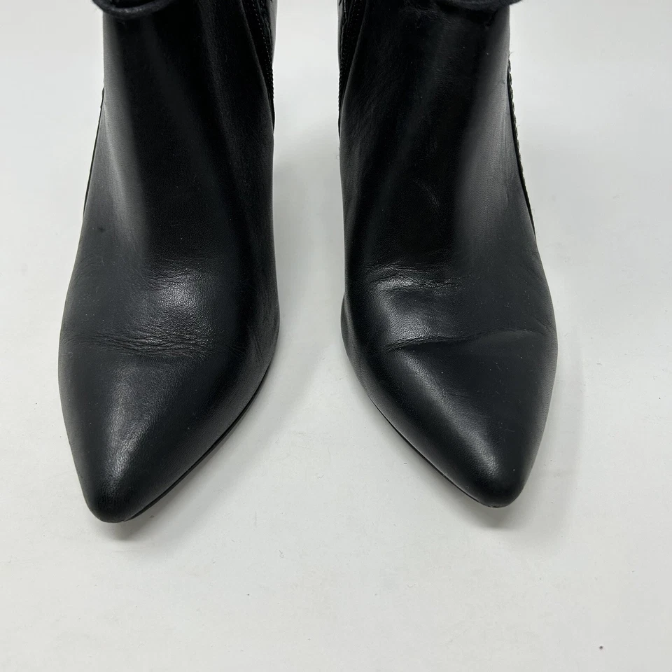 H by Halston Botines Mujer Talla 7.5 Negro Cuero Botines Tacones de aguja Foto 4 de 4