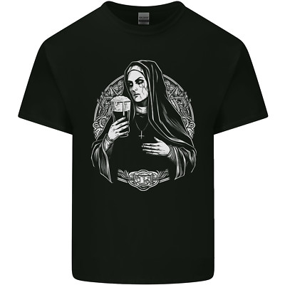 Böse Nonne trinkt Bier Horror Halloween Kinder T-Shirt Kinder