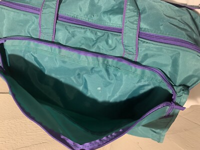 Members Only Bag Vintage 80s Duffel Bag Suitcase Teal and Purple