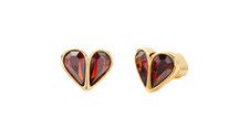 Kate Spade ROCK SOLID STONE SMALL HEART STUD EARRINGS RUBY GOLD COLOR NEW NWT