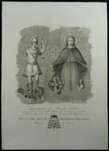 MADONNA DEL RIPARO SCANDOLARO ERZENGEL MICHAEL TEUFEL KUPFERSTICH SANGIORGI M96 - Bild 2 von 4