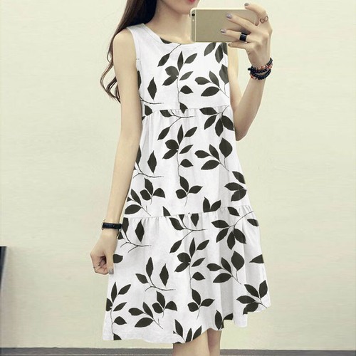 Womens Sleveless Mini Dress Sundress Floral Printed Cocktail Party Prom Dresses - Picture 8 of 17
