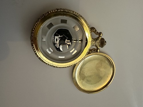 Chinese Style Painted Dragon Gold Quartz Pocket Watch - Picture 4 of 4