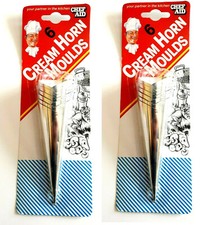 12 PCS CHEF AID METAL CREAM HORN MOULDS FILLED DESSERT PASTRY CONE BAKING FORMS